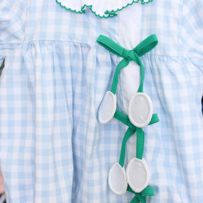 Blue Gingham Golf Ball Tassels Bubble
