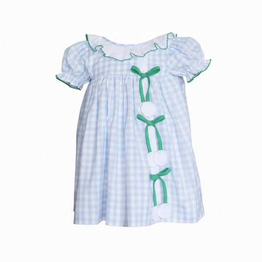Blue Gingham Golf Ball Tassels Dress