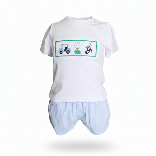 Boys Spring Sunday Smocked Short Set