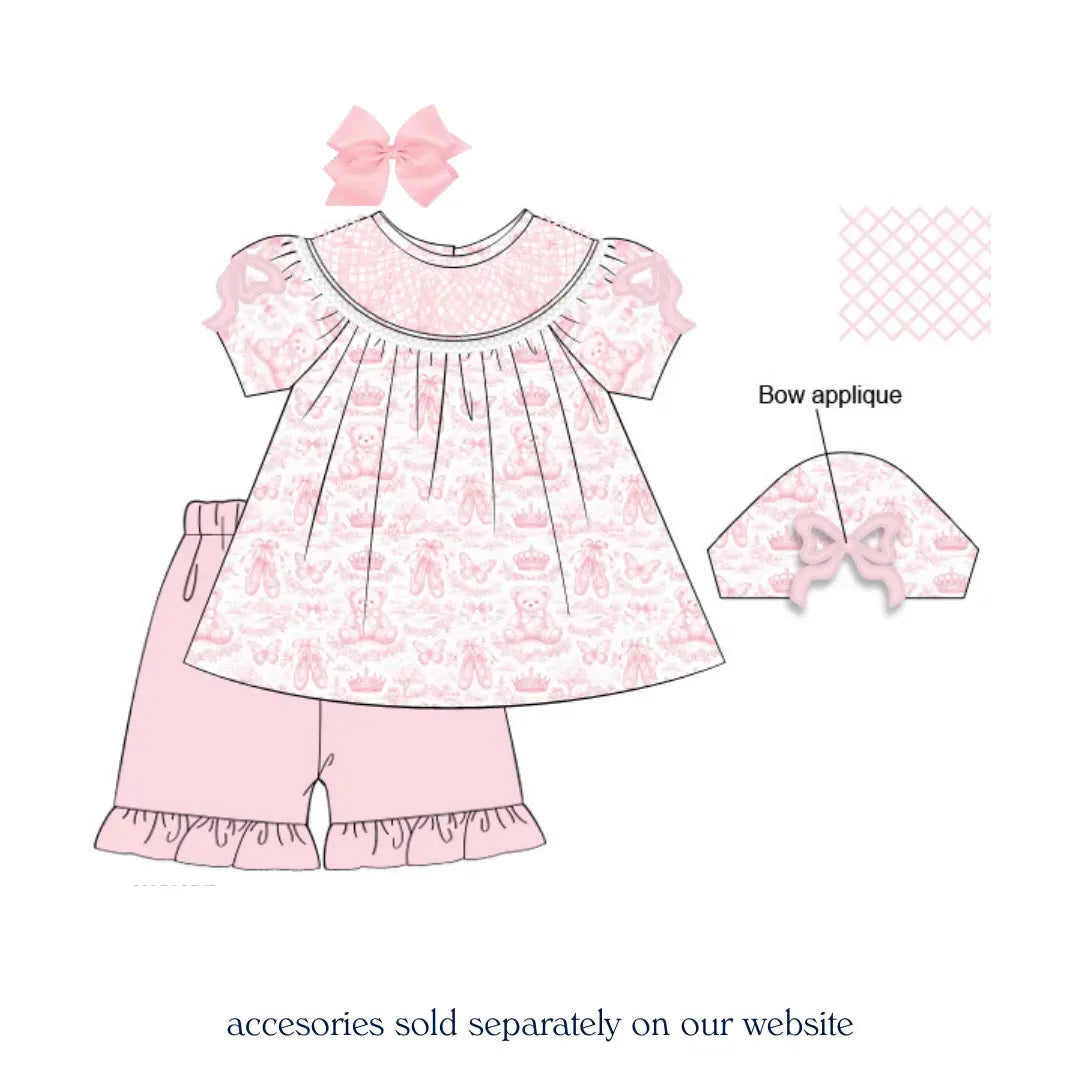 June Toile Bow Shoulder Smocked Short Set
