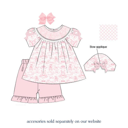 June Toile Bow Shoulder Smocked Short Set
