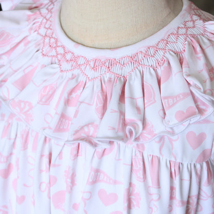 Pink Go Team Smocked Bubble
