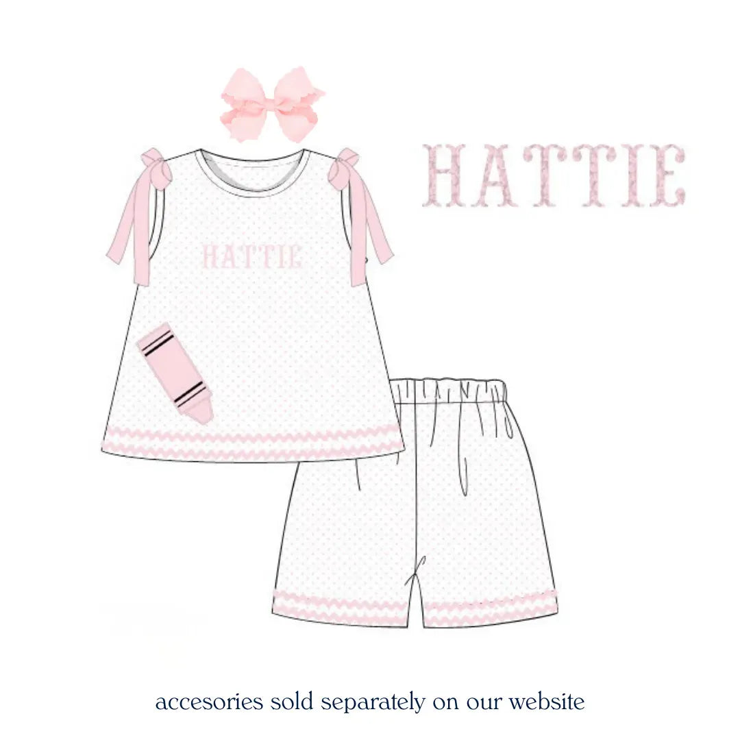 Pink Bitty Dot Crayons Short Set