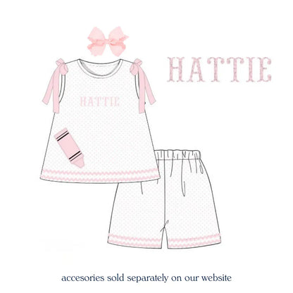 Pink Bitty Dot Crayons Short Set