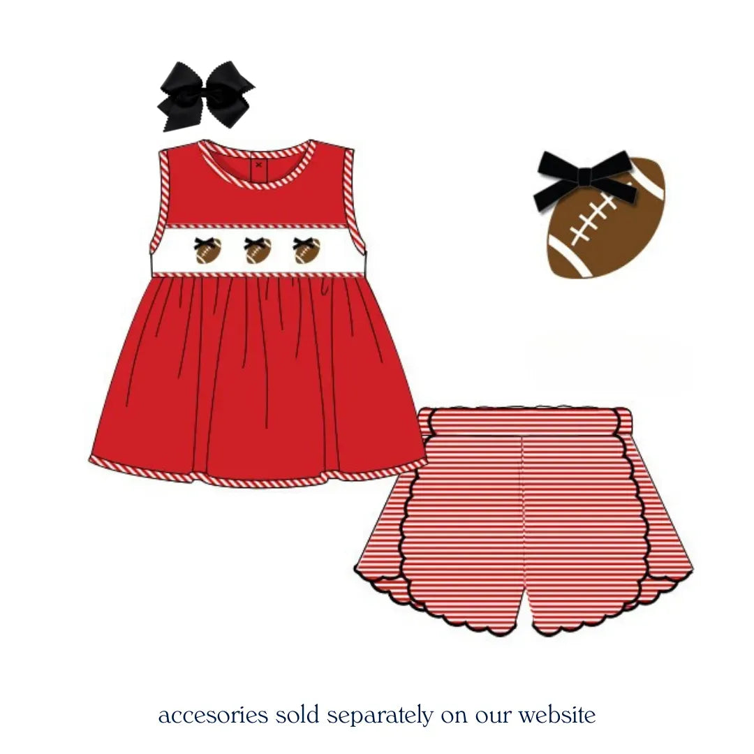 Smocked Footballs & Bows Short Set