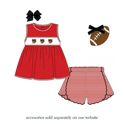 Smocked Footballs & Bows Short Set