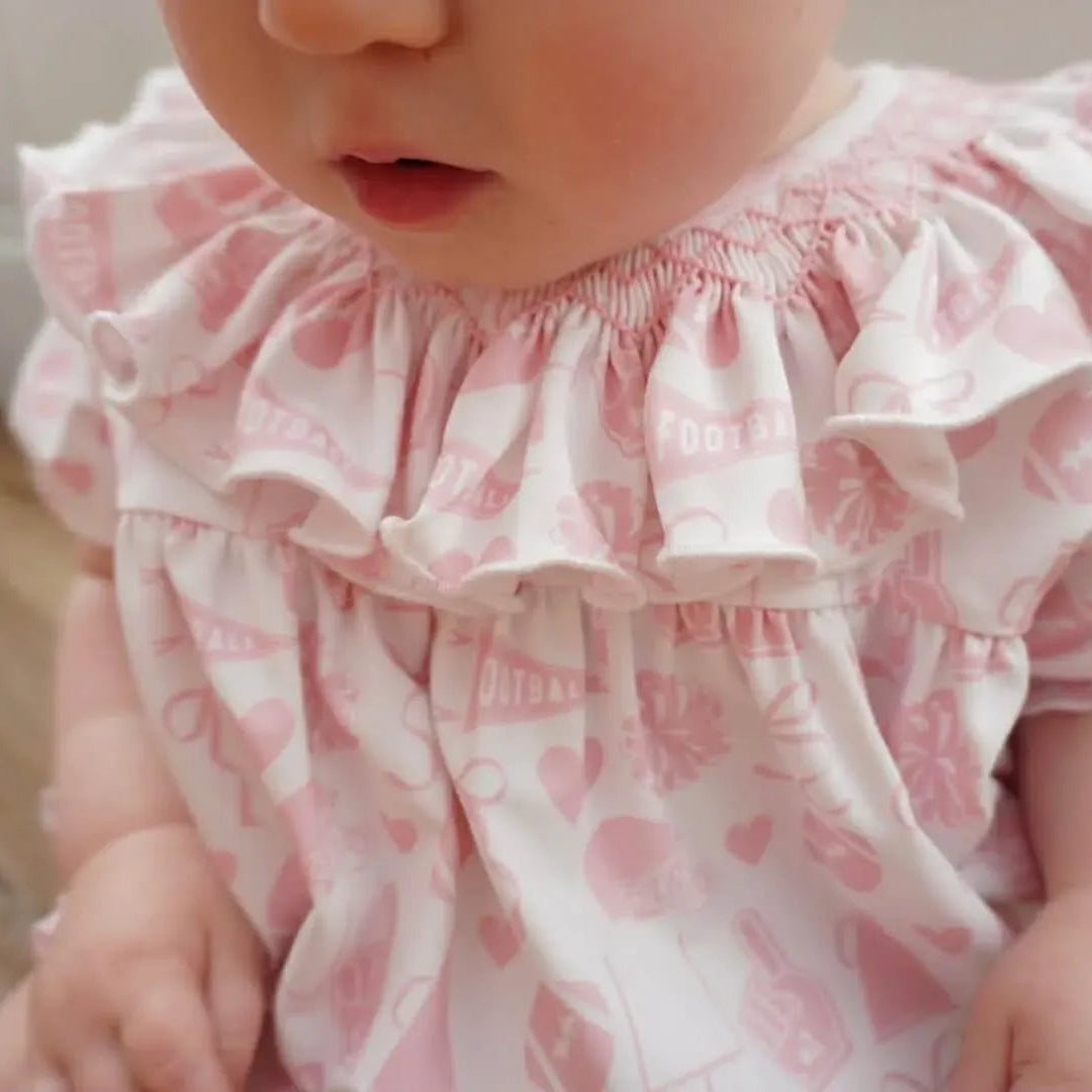 Pink Go Team Smocked Bubble