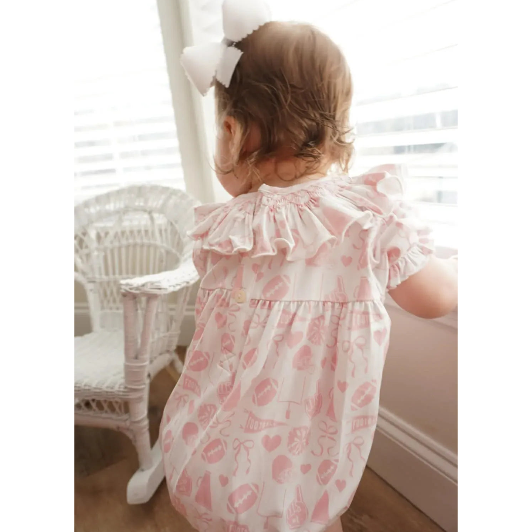 Pink Go Team Smocked Bubble
