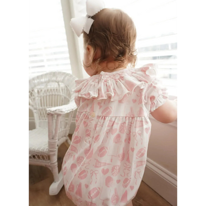 Pink Go Team Smocked Bubble