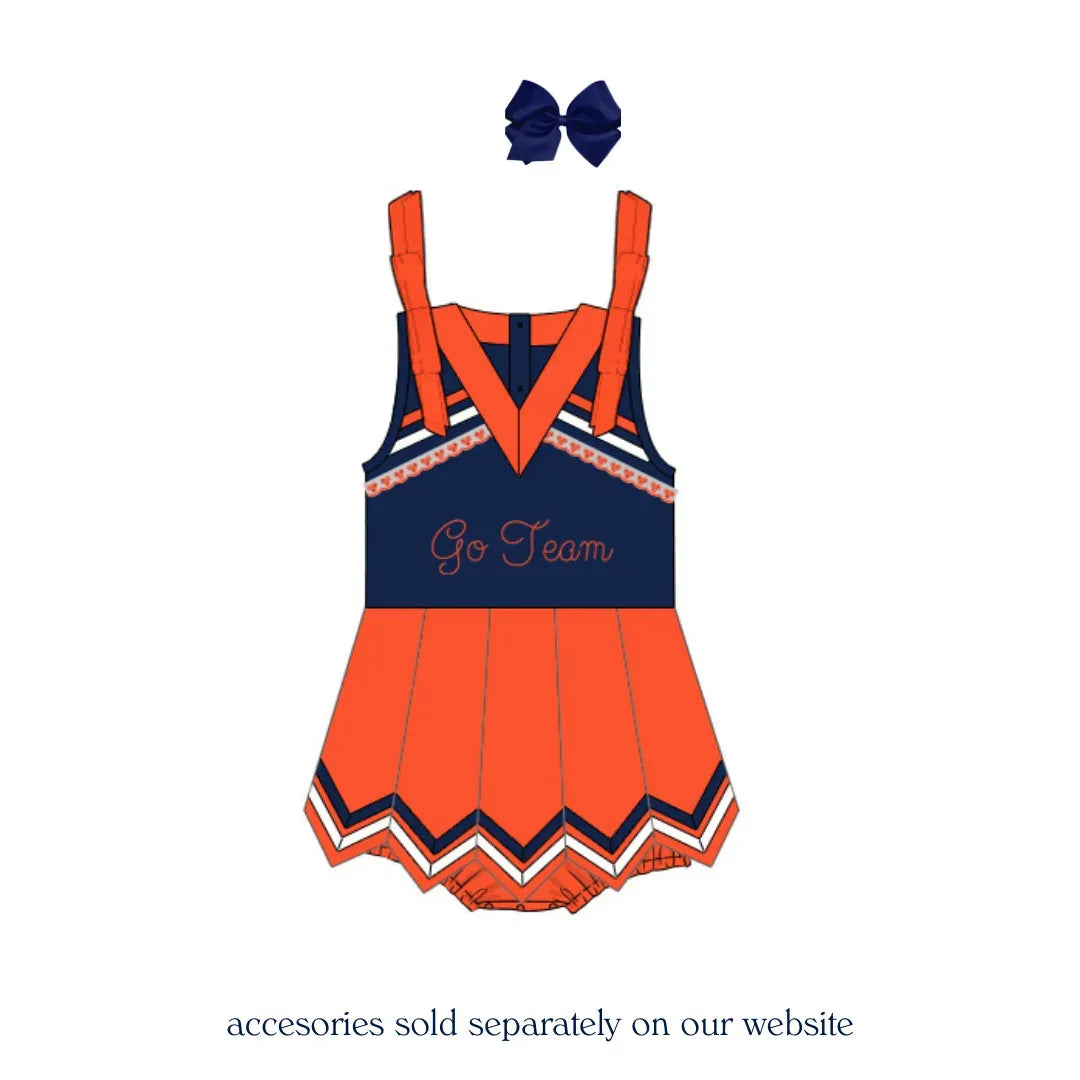 Navy & Orange Skirted Cheer Bubble