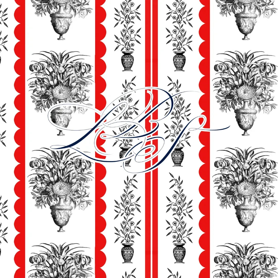 Red & Black Floral Stripes Smocked Bishop Bubble