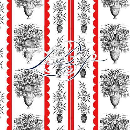Red & Black Floral Stripes Smocked Bishop Bubble