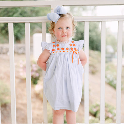 Blue Gingham Bullion Stitch Pumpkin Dress