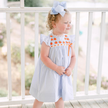 Blue Gingham Bullion Stitch Pumpkin Dress