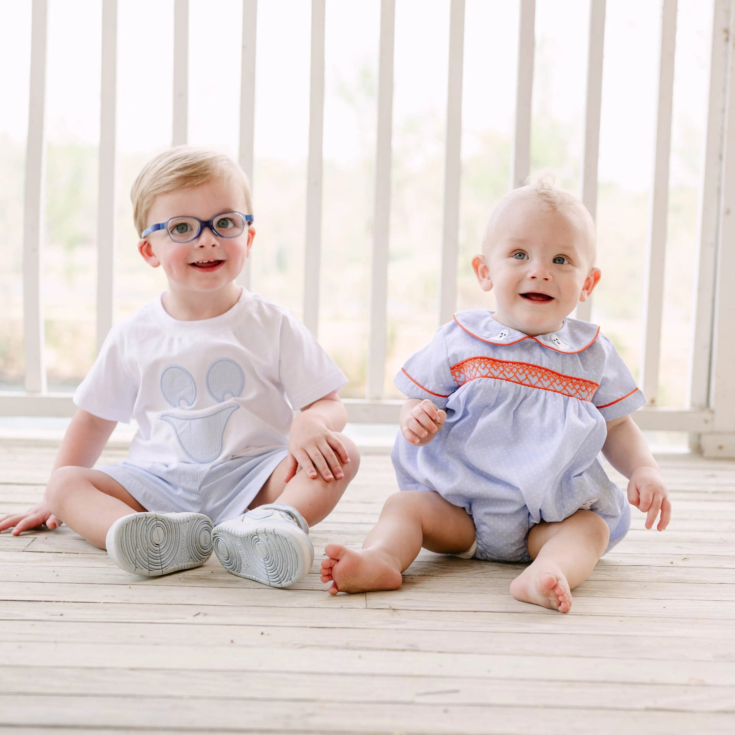 Blue Gingham Ghost Short Set