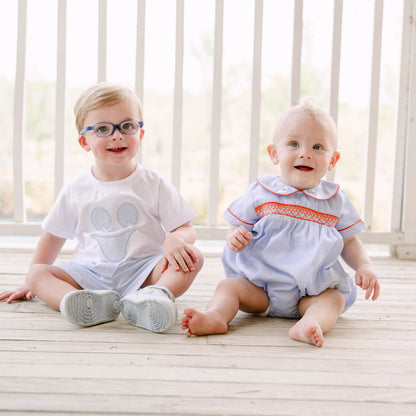 Blue Gingham Ghost Short Set