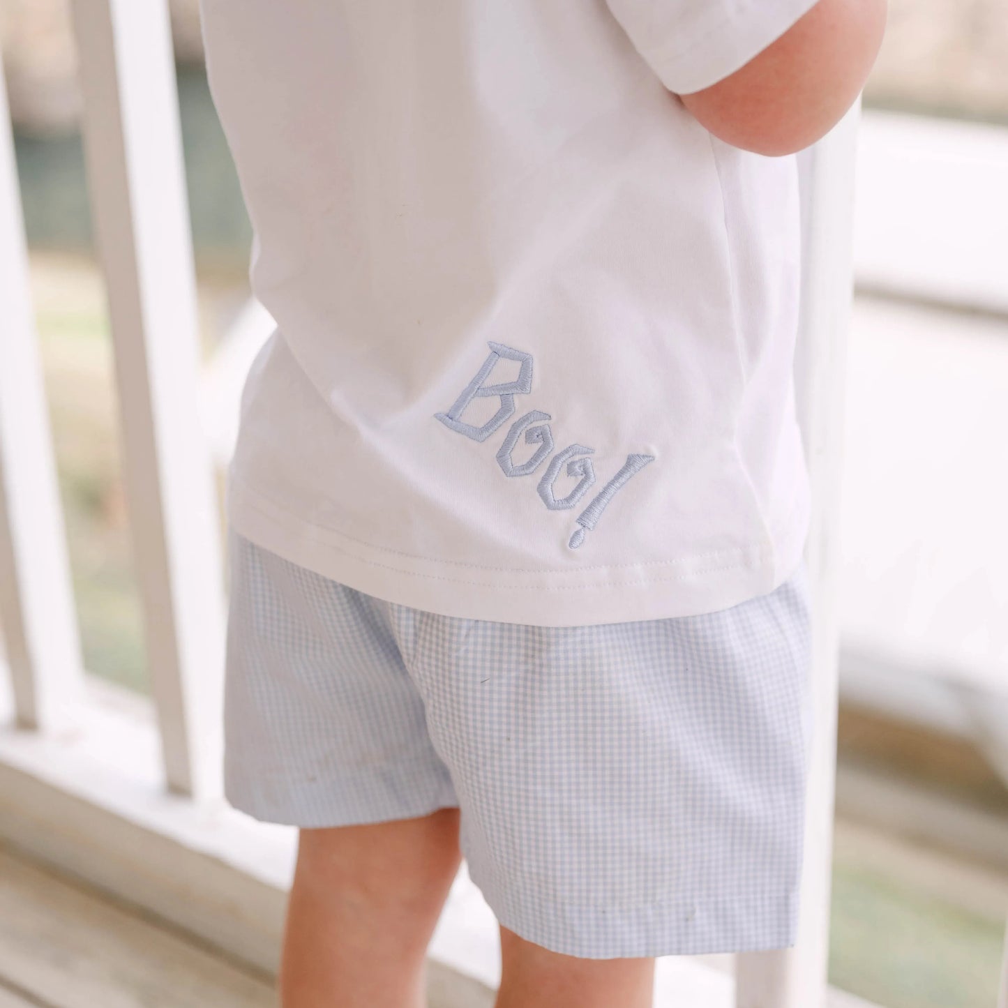 Blue Gingham Ghost Short Set