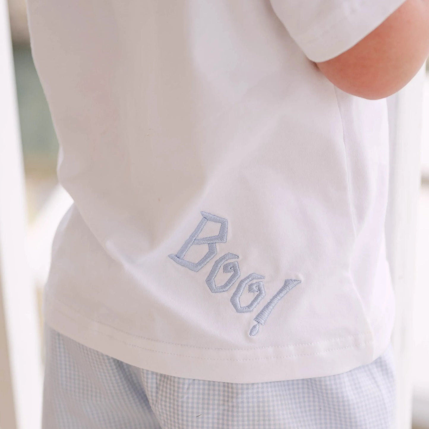 Blue Gingham Ghost Diaper Set