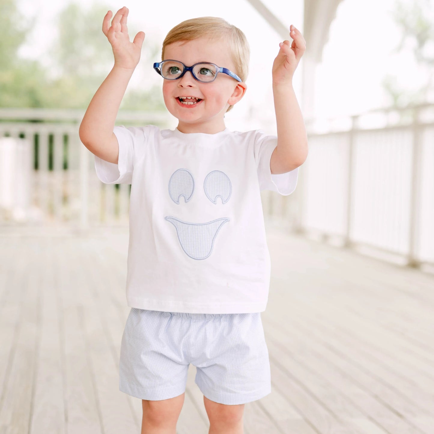 Blue Gingham Ghost Short Set
