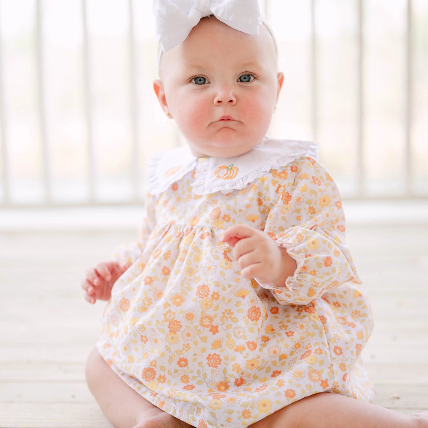 Fall Floral Pumpkin Collar Skirted Bubble