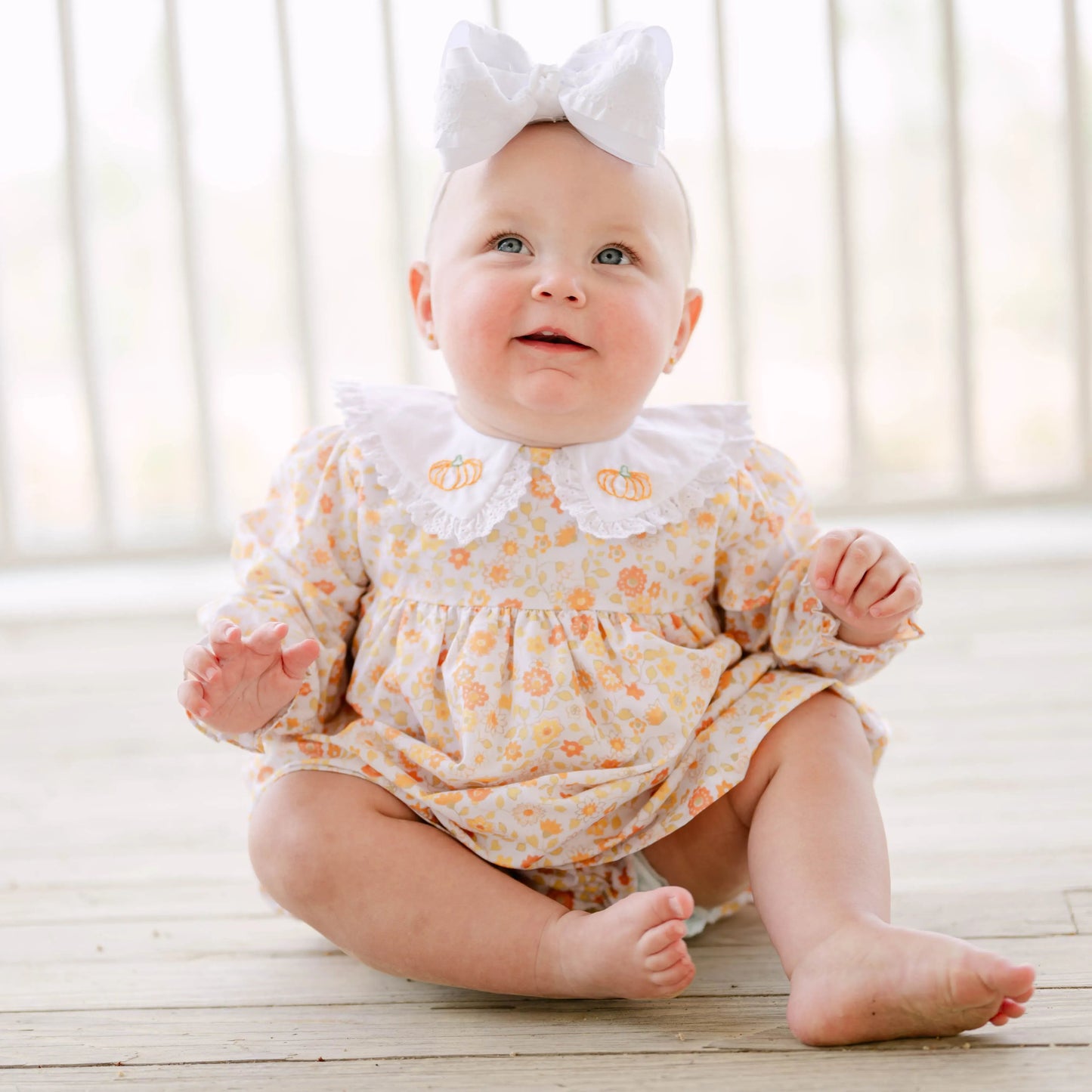 Fall Floral Pumpkin Collar Skirted Bubble