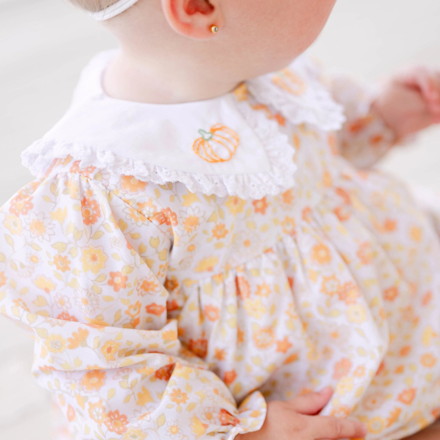 Fall Floral Pumpkin Collar Skirted Bubble