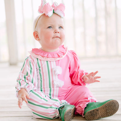 Girls Striped Clown Romper