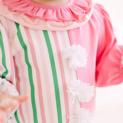Girls Striped Clown Romper