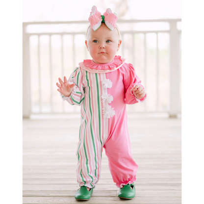 Girls Striped Clown Romper