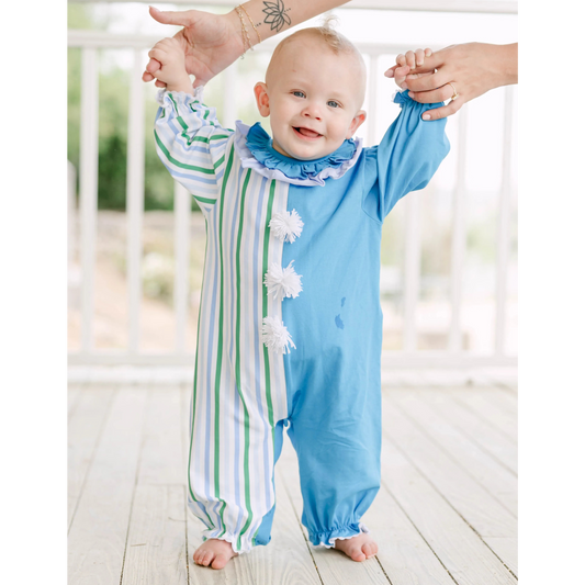 Boys Striped Clown Romper