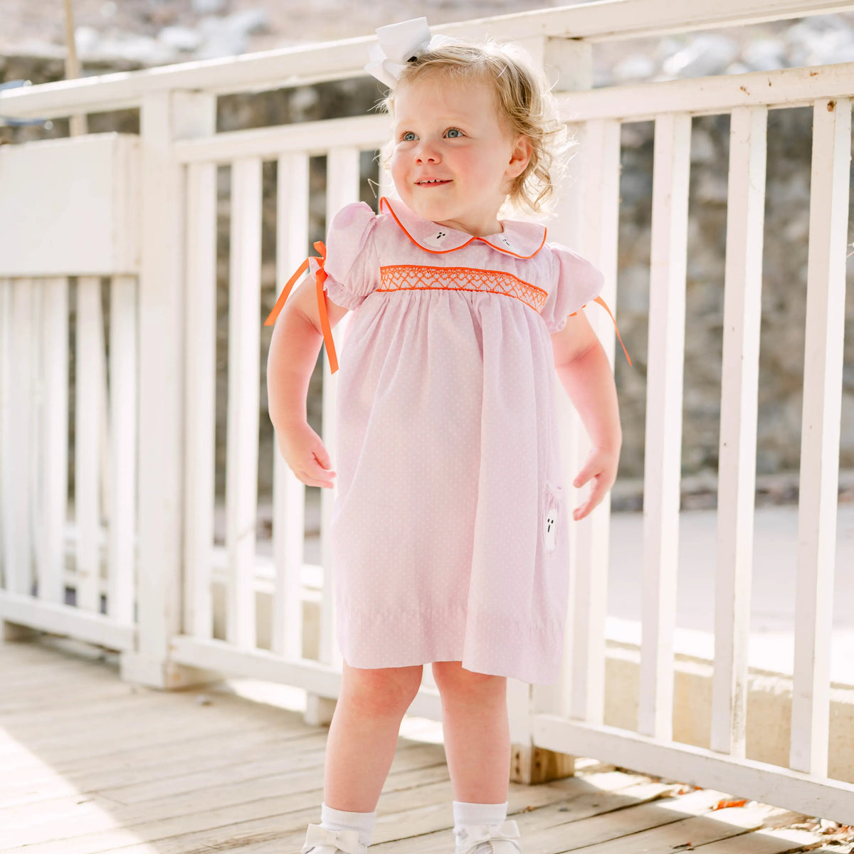 Pink Bitty Dot Ghost Pocket Dress
