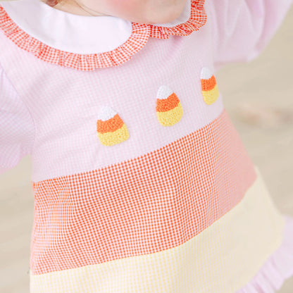 Girls French Knot Candy Corn Skirted Bubble