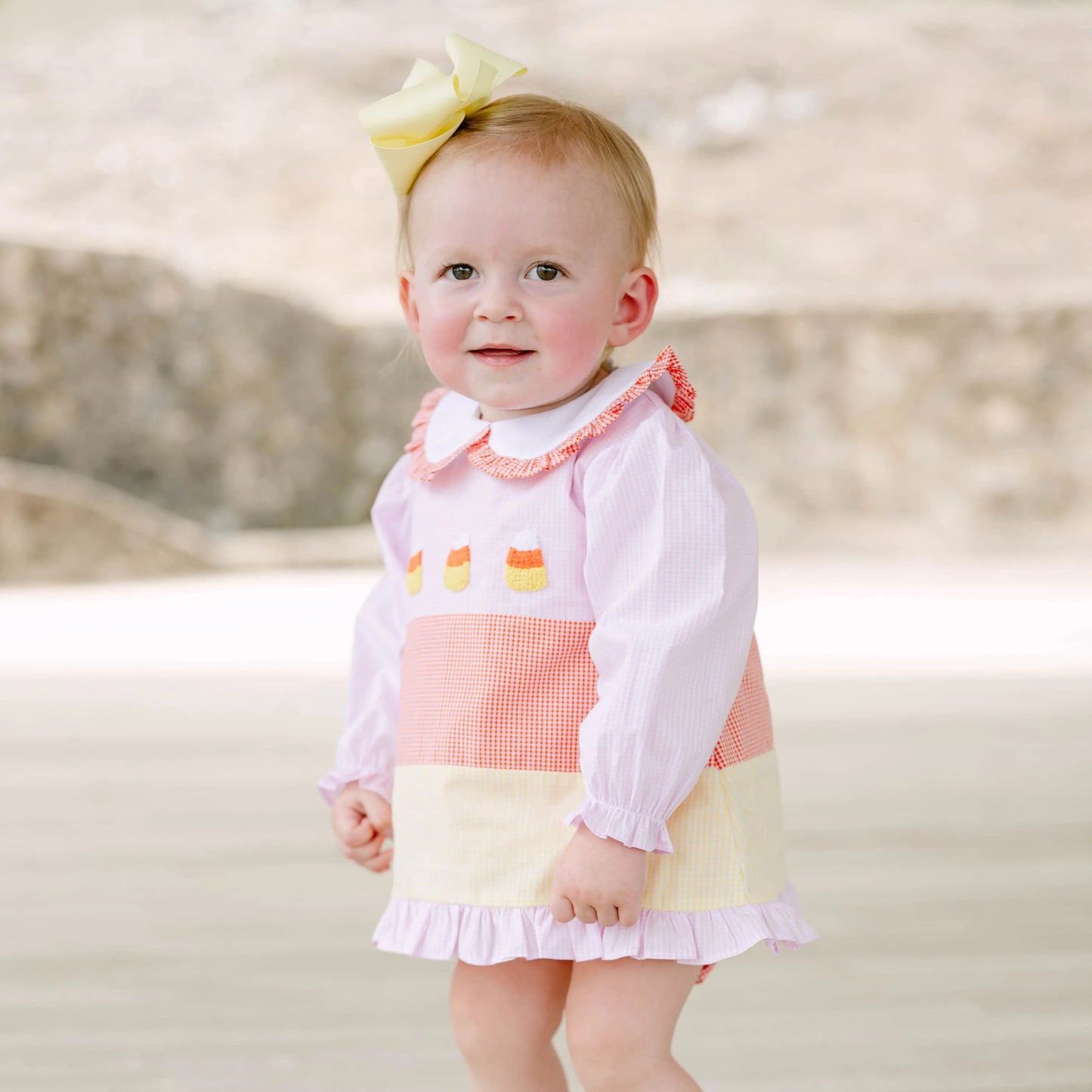 Girls French Knot Candy Corn Skirted Bubble