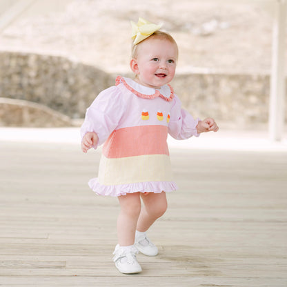 Girls French Knot Candy Corn Skirted Bubble