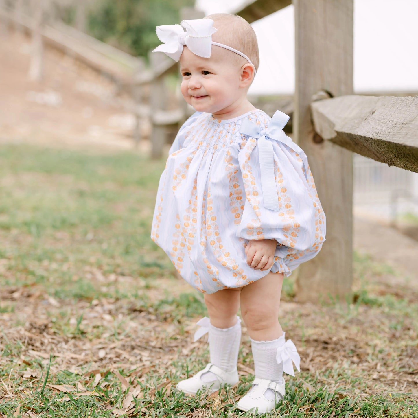 Blue Pumpkin Patch Smocked Bishop Bubble