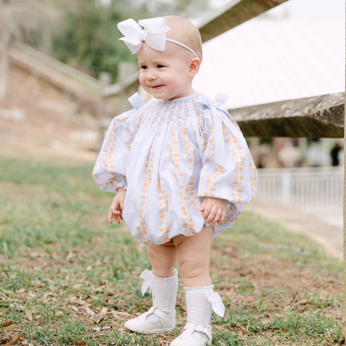 Blue Pumpkin Patch Smocked Bishop Bubble