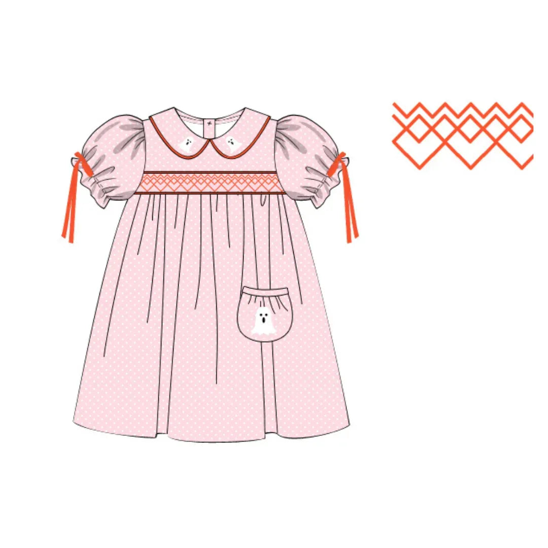 Pink Bitty Dot Ghost Pocket Dress