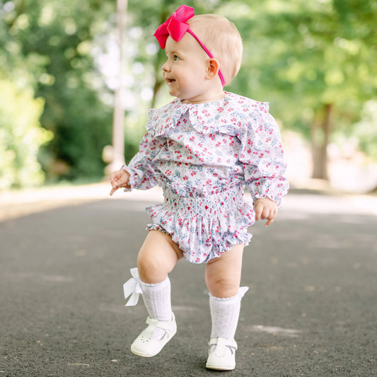 Conleigh Cranberry Smocked Diaper Set