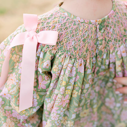 Greta Green Floral Smocked Bishop Bubble