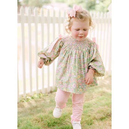 Greta Green Floral Smocked Bishop Legging Set
