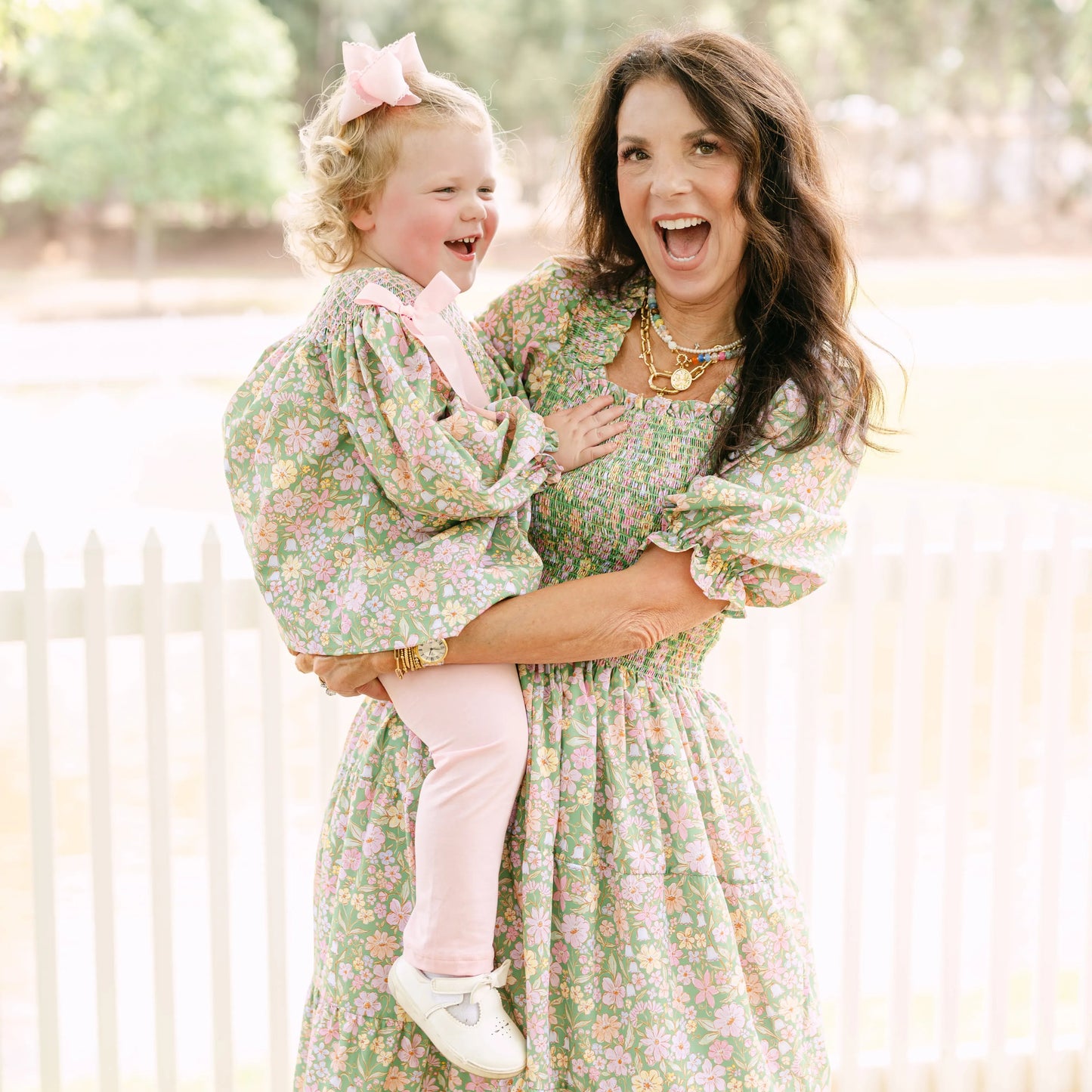 Greta Green Floral Smocked Bishop Legging Set