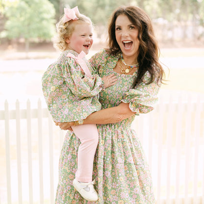 Greta Green Floral Smocked Bishop Legging Set