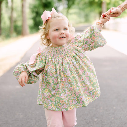 Greta Green Floral Smocked Bishop Legging Set
