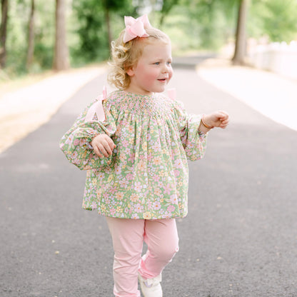 Greta Green Floral Smocked Bishop Legging Set
