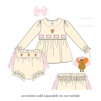 Heirloom Turkey Smocked Diaper Set