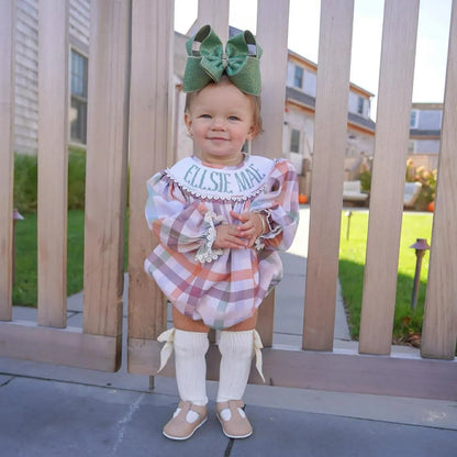 Girls Fall Plaid Thankful Bubble