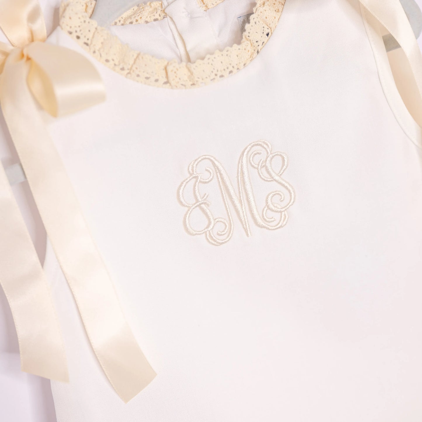 White Cream Heirloom Smocked Diaper Set
