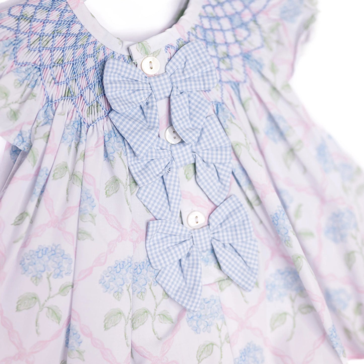 Geometric Smocked Hydrangea Diaper Set