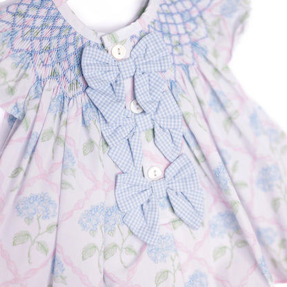Geometric Smocked Hydrangea Diaper Set