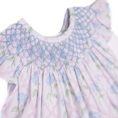 Geometric Smocked Hydrangea Diaper Set